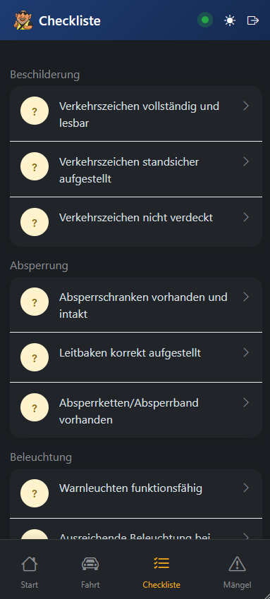 Checklistenübersicht